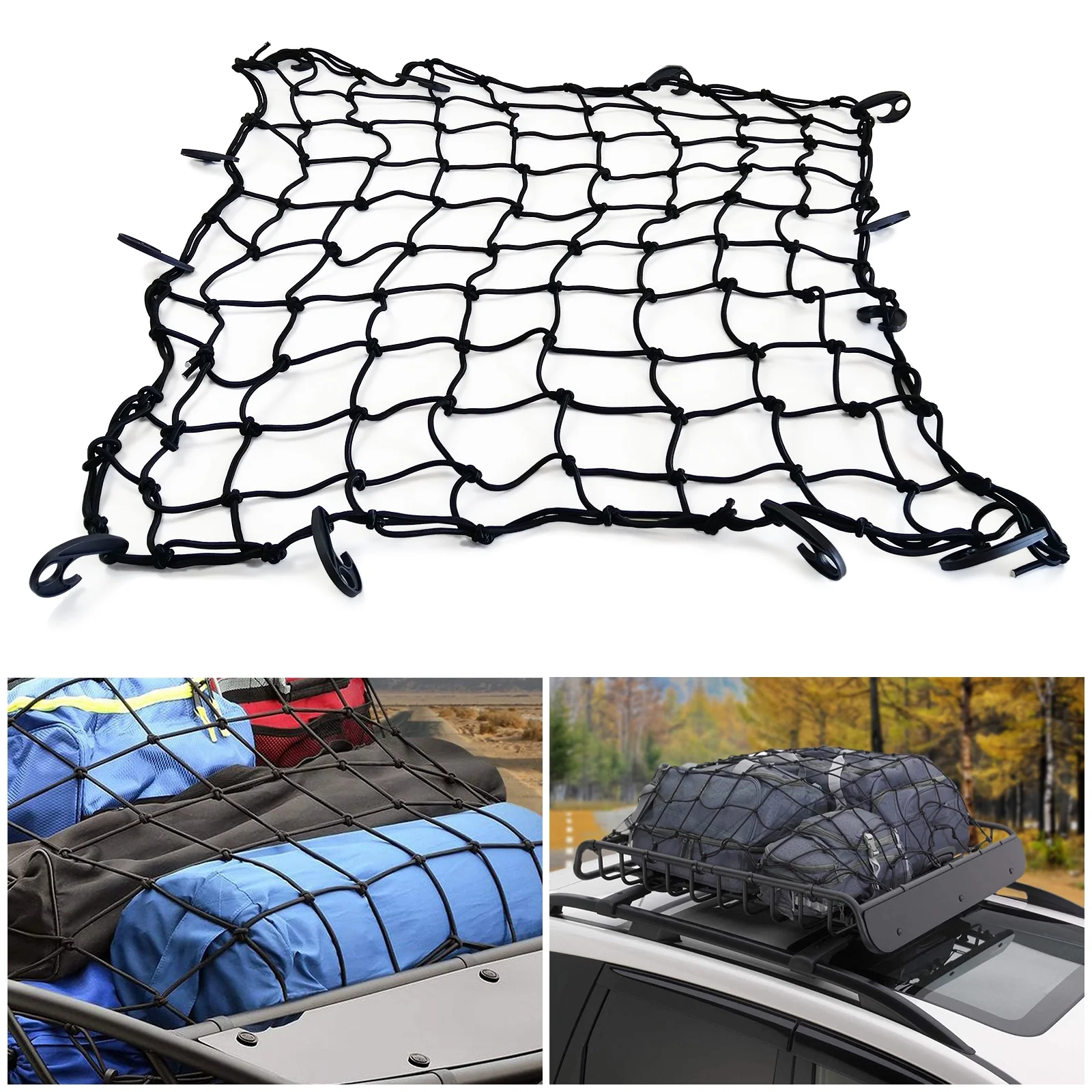 MeeFar Universal Rooftop Roof Rack Steel Cargo Carrier Basket Size 51" X 36" X 5" + Soft Shell Waterproof Cargo Bag 15 Cu.ft (44" 34" 17") Combo