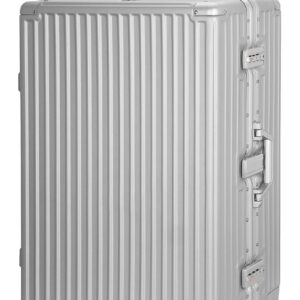 Luggage Aluminium Frame PC ABS Hardshell Suitcase with Spinner Wheels TSA Lock Zipperless Luggage 28 inch Silver