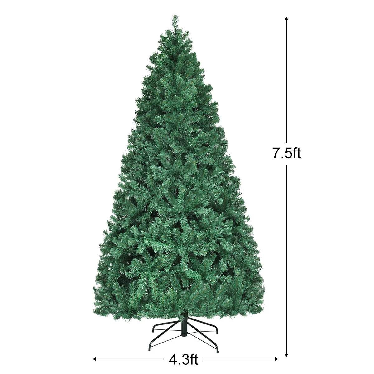 Costway 7Ft Pre-Lit PVC Hinged Christmas Tree 300 LED Lights Green