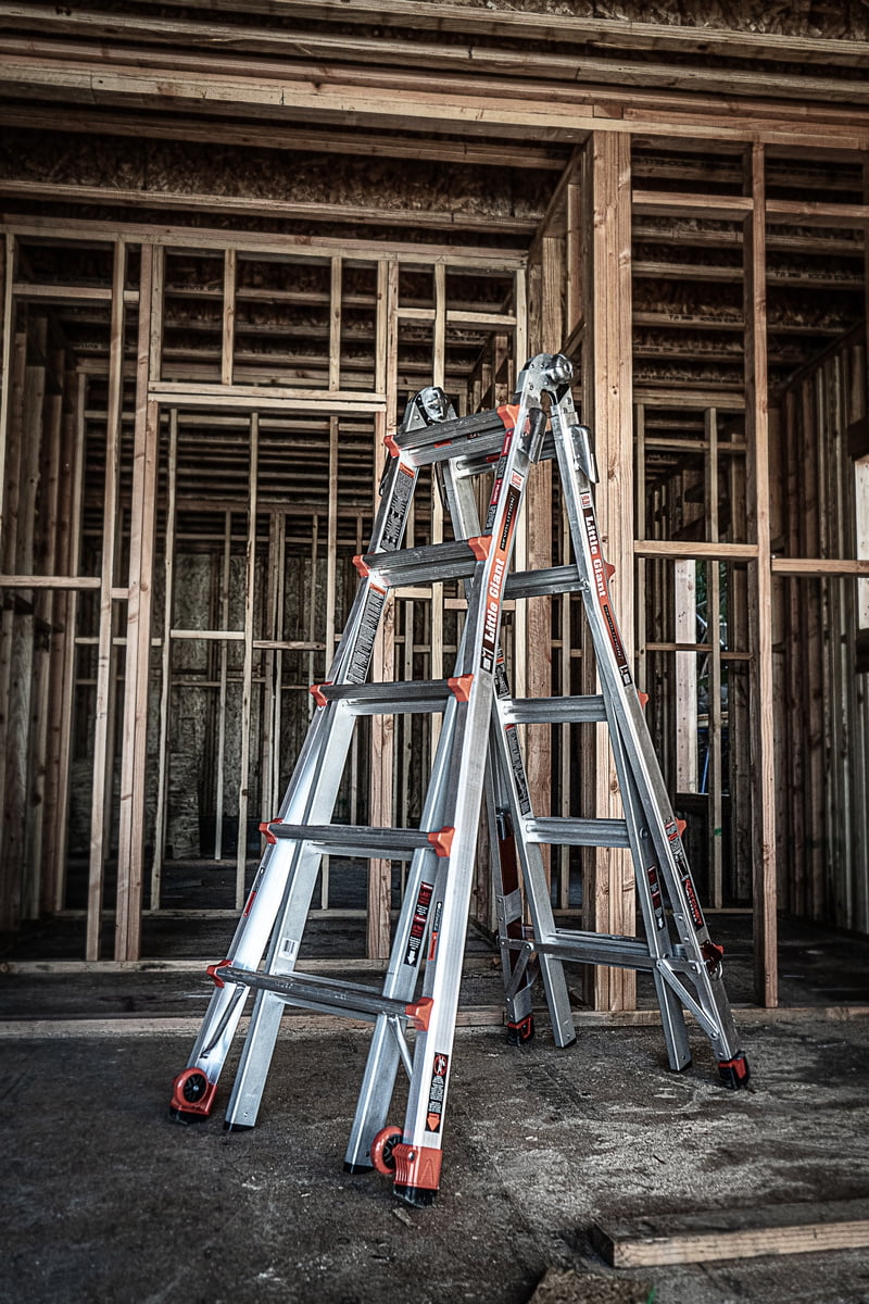 Little Giant Ladders Velocity 22-ft Multi-Position Ladder, Aluminum, 300 lb Capacity, Telescoping, A-Frame, Extension, with Wheels and Slip-Resistant Feet