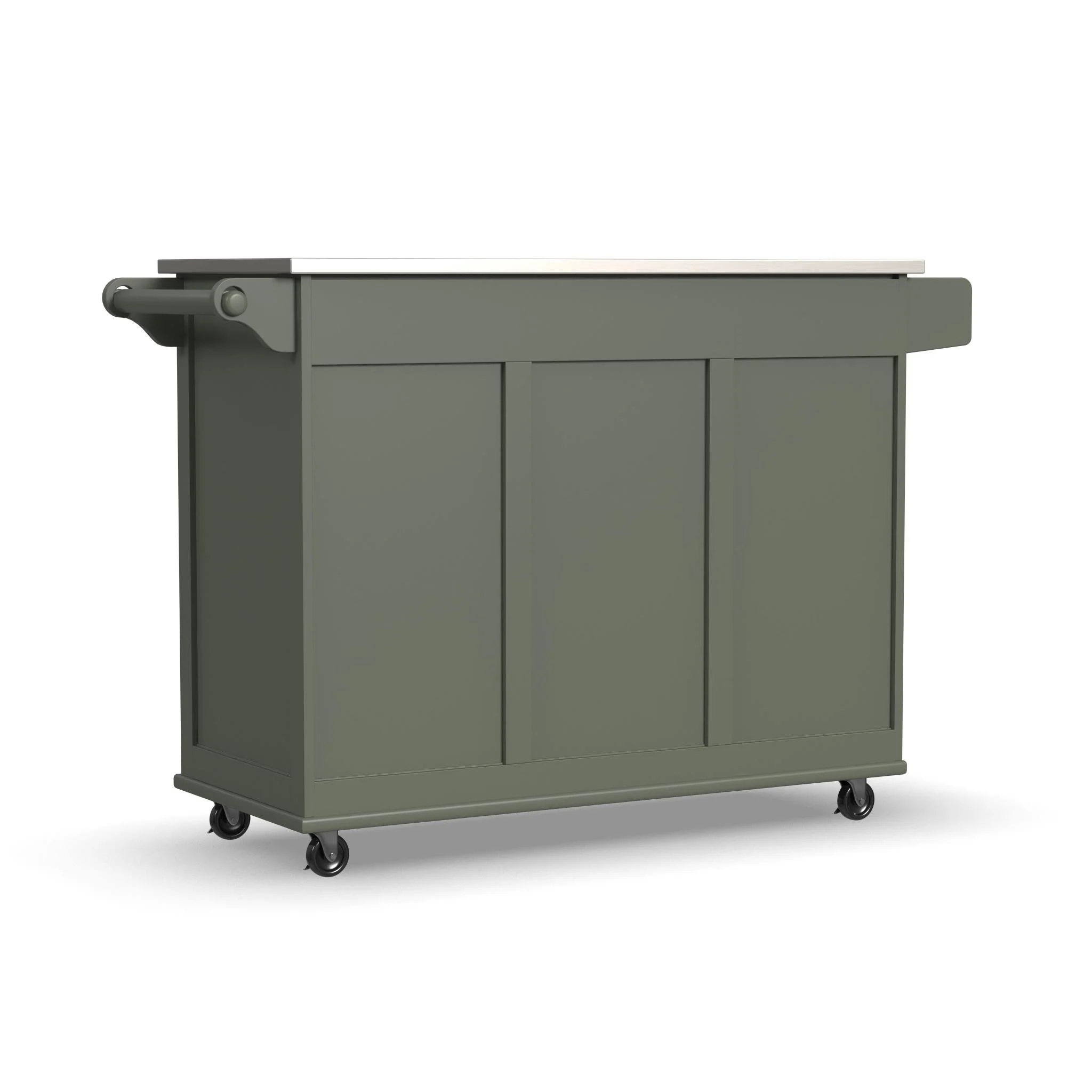 Homestyles Dolly Madison Engineered Wood Kitchen Cart in Sage Green/Nickel