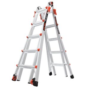 Little Giant Ladders Velocity 22-ft Multi-Position Ladder, Aluminum, 300 lb Capacity, Telescoping, A-Frame, Extension, with Wheels and Slip-Resistant Feet