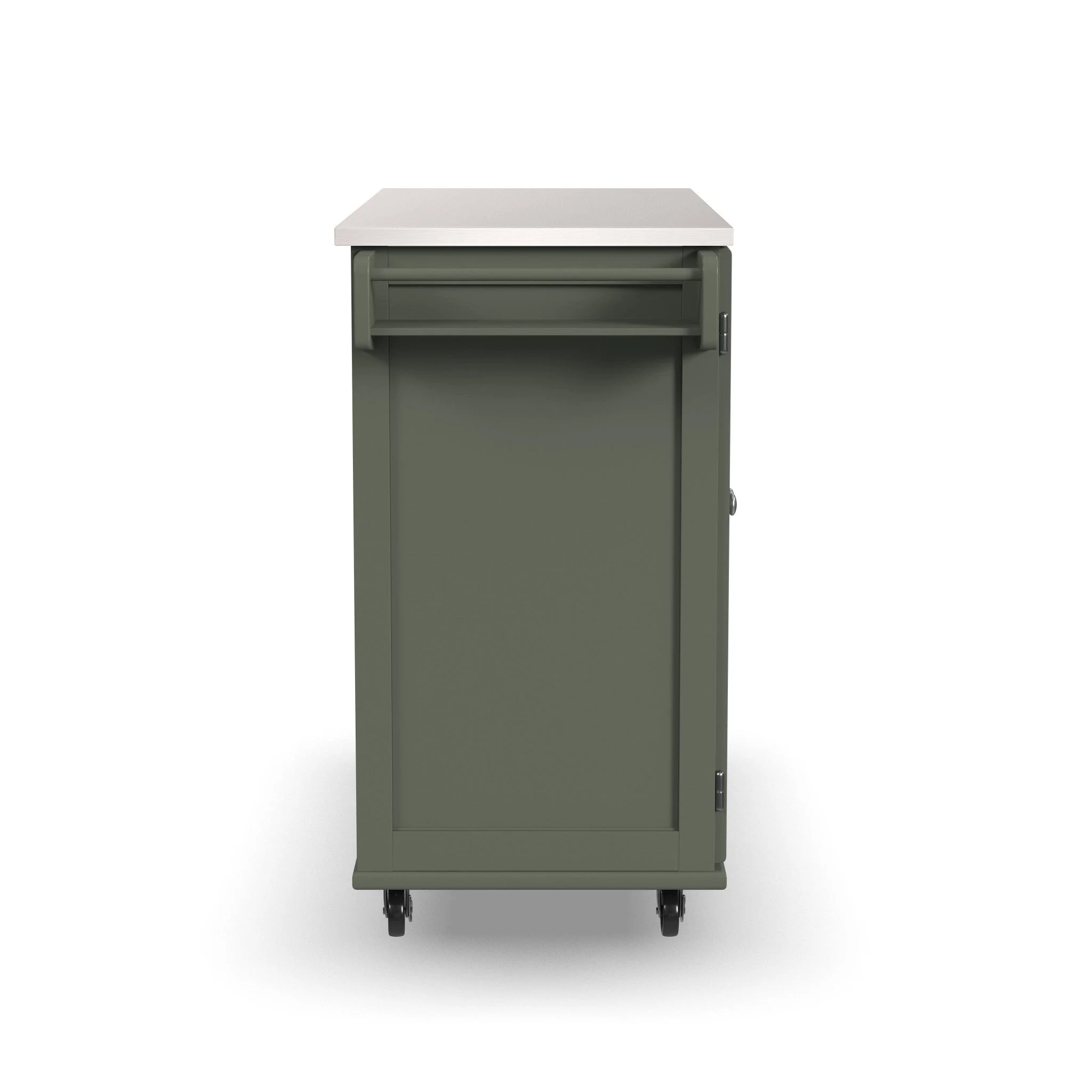 Homestyles Dolly Madison Engineered Wood Kitchen Cart in Sage Green/Nickel