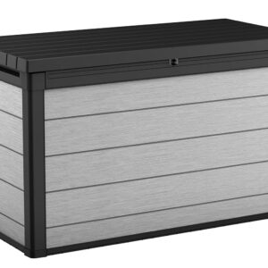 Keter Denali Grey 200 Gallon Durable Resin Outdoor Storage Deck Box Ideal Store Garden Tools and Pool Toys, Grey