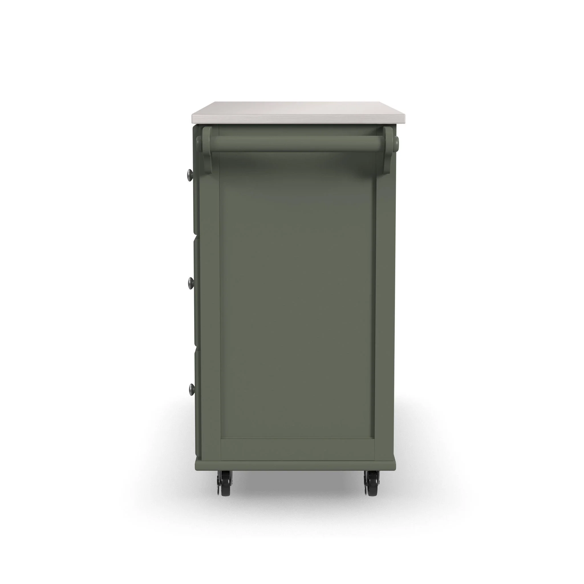 Homestyles Dolly Madison Engineered Wood Kitchen Cart in Sage Green/Nickel