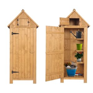 Zimtown Fir Wood Garden Storage Shed, 70.47" x 30.31" x 21.38", Natural