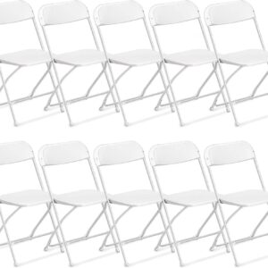 Ktaxon 10 Pack Commercial Plastic Folding Chairs Stackable Wedding Party Chairs Portable Chairs for Outdoor White