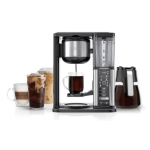 Ninja CM401 Specialty 10-Cup Coffee Maker with 4 Brew Styles for Ground Coffee, Built-in Water Reservoir, Fold-Away Frother & Glass Carafe, Black