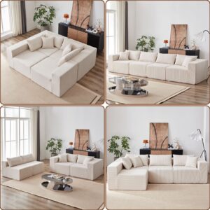 104-Inch Corduroy Modular L Shaped Sectional Sofa,Luxury Floor Couch Set,Upholstered Indoor Furniture,Foam-Filled Compressed Sofa for Living Room,Bedroom,4 PC Free Combination ?