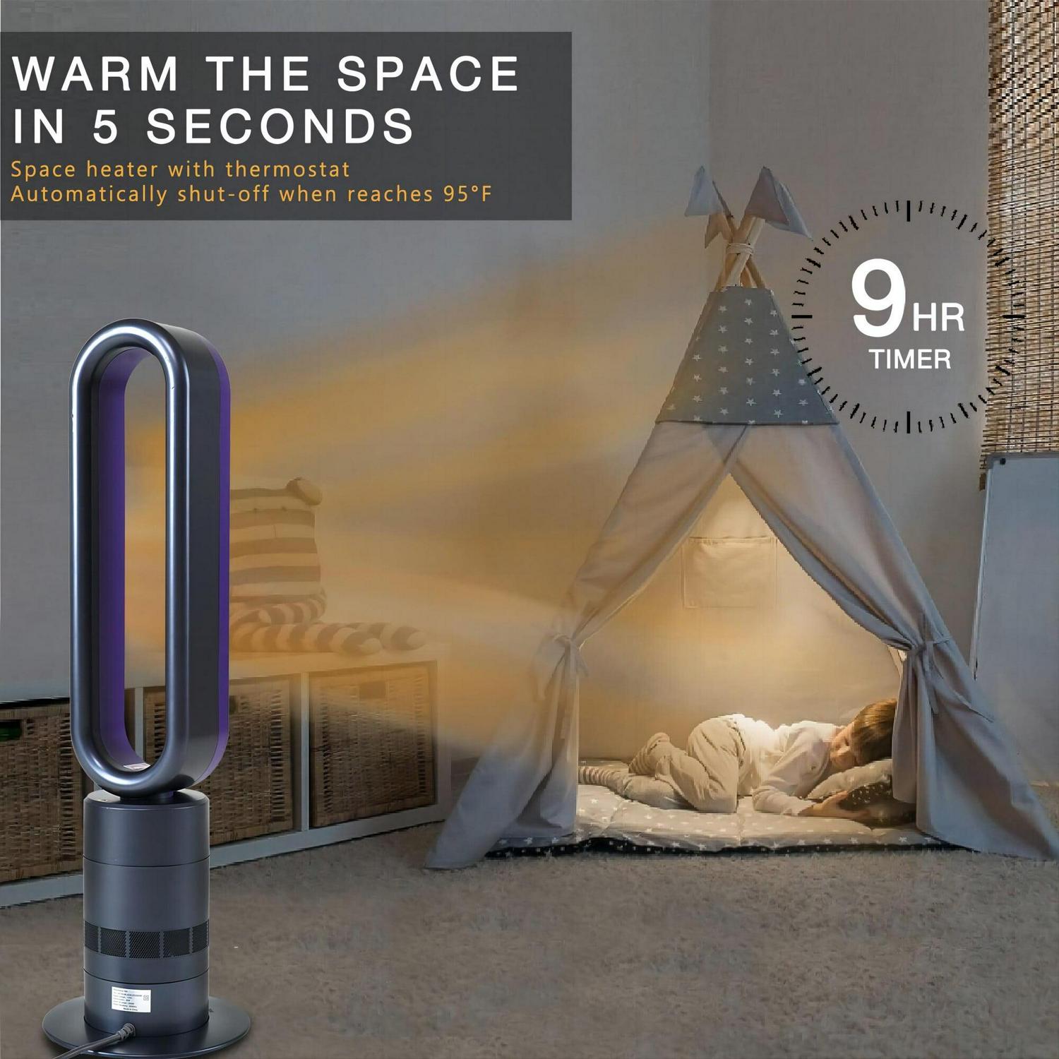 32 inch Bladeless Tower Fan. 9h Timer 10 Speeds With Remote Control. Air Circulator Fan For Home Air Conditioner