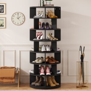 Homieasy Rotating Shoe Rack Tower, 7-Tier Spinning Shoe Rack 360 Revolving Shoe Rack Organizer for Closet, Display Round Storage Carousel Shoes Closet Organization, Black