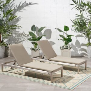 Christopher Knight Home Cape Coral Outdoor Chaise Lounge with Cushion (Set of 2) by