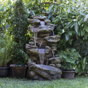 Alpine Corporation 6-Tier Amazonian Water Fountain with LED Lights