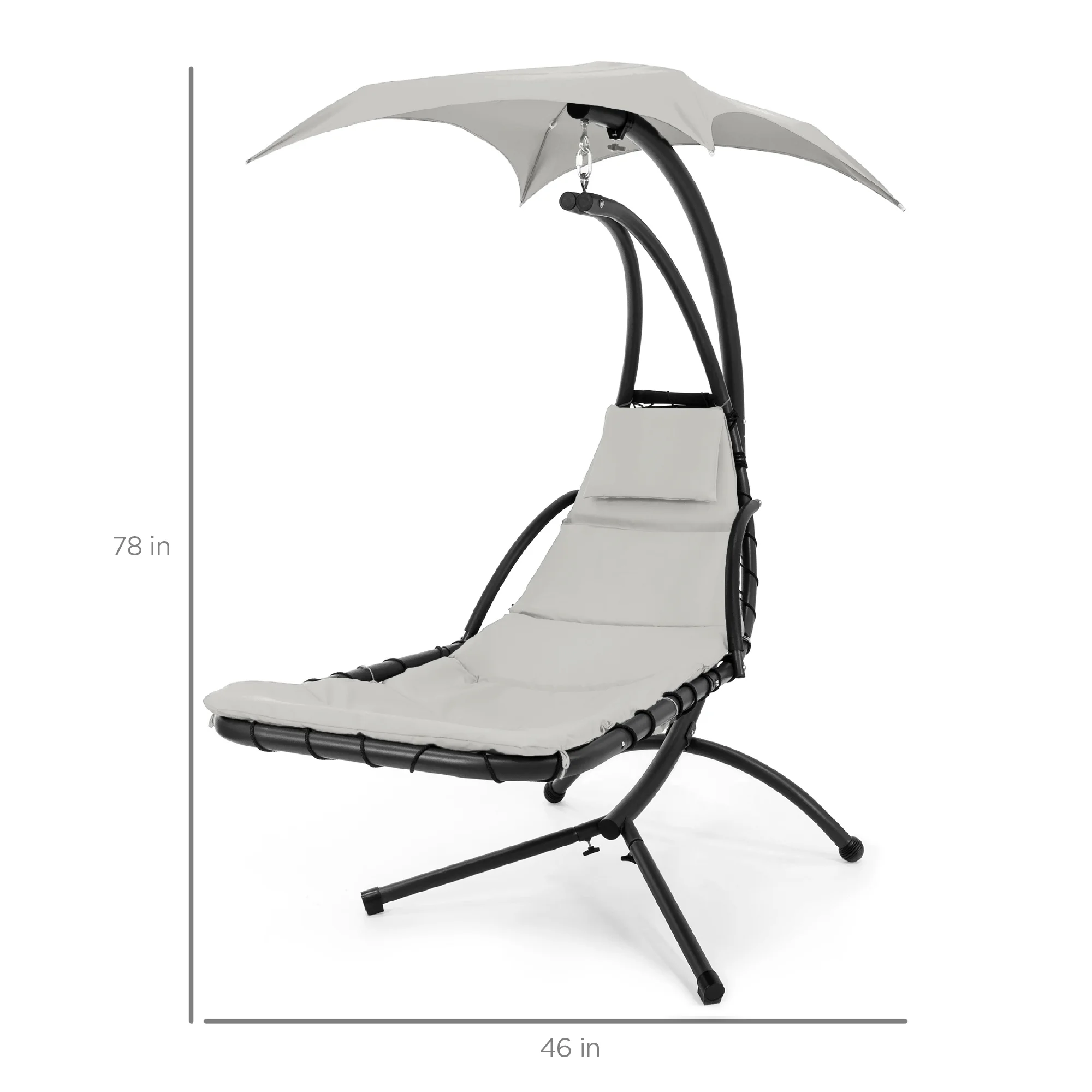 Best Choice Products Hanging Curved Chaise Lounge Chair Swing for Backyard, Patio w/ Pillow, Shade, Stand - Teal