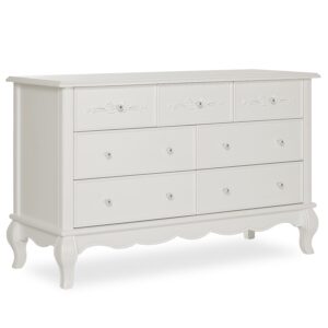 Evolur Aurora 7-Drawer Double Dresser in Ivory Lace, Spacious Drawers