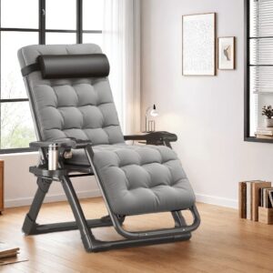 Naipo Zero Gravity Chair, Outdoor Foldable Padded Lounge Chair Recliner with Side Table, 353lbs Lounge Chair Sleep Relaxing, Winner