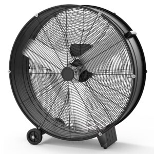 Danolapsi 30 Inch Industrial Drum Fan, 3-Speed High Velocity Floor Fan, Heavy Duty Metal Air Circulator with Caster Handle for Patios, Warehouses, Commercial, Factories and Workshops