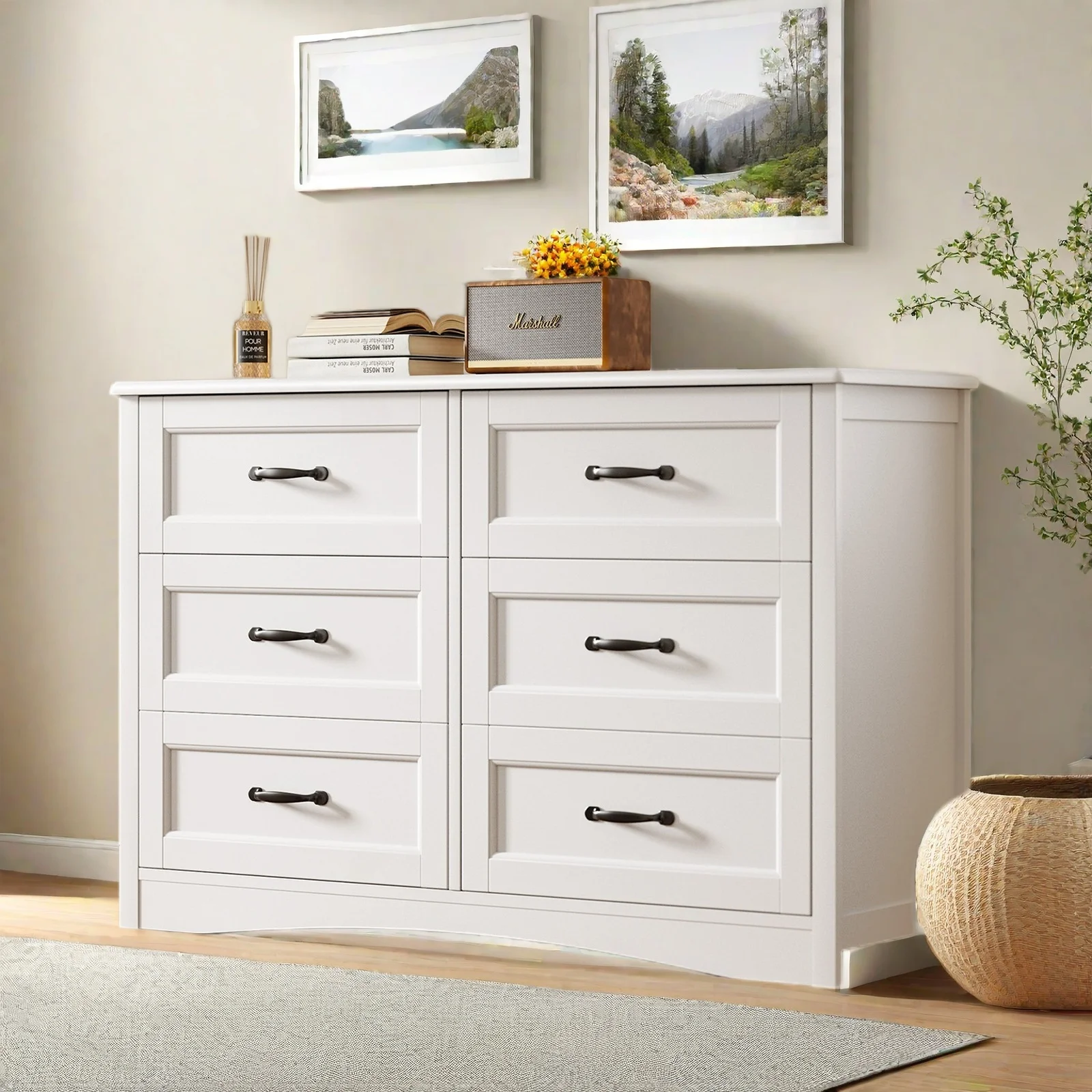 Dresser for Bedroom, Lofka 6-Drawer Wood Dresser?with Anti-Tip Safety for Closet| Living Room