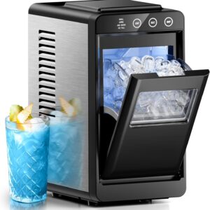 Moifoi Ice Maker Countertop, 26 lbs/24 H, 8 Pcs Ice in 6 Mins, Portable Ice Maker Machine with Self-Cleaning, Interior Lighting, 2 Sizes Bullet Ice, Black