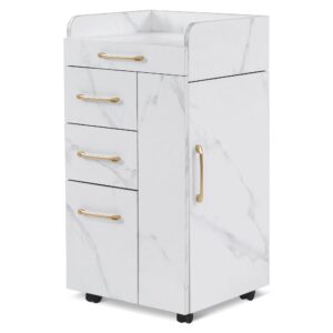 BarberPub Salon Trolley, Hair Styling Rolling Utility Cart with Storage Drawer