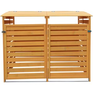 Hanover Outdoor 4.9 ft. x 4 ft. Wooden Trash Bin and Recyclables Storage Shed - HANWS0103-NAT