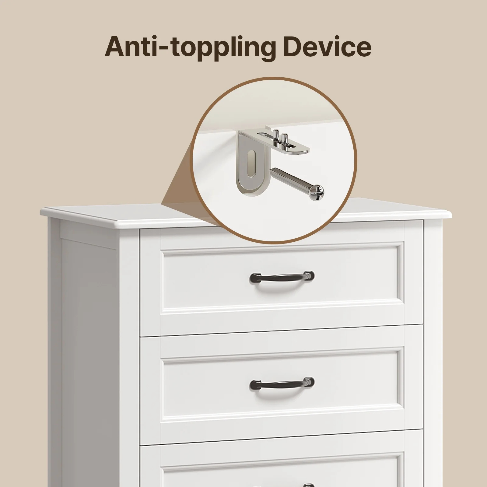 Dresser for Bedroom, Lofka 6-Drawer Wood Dresser?with Anti-Tip Safety for Closet| Living Room