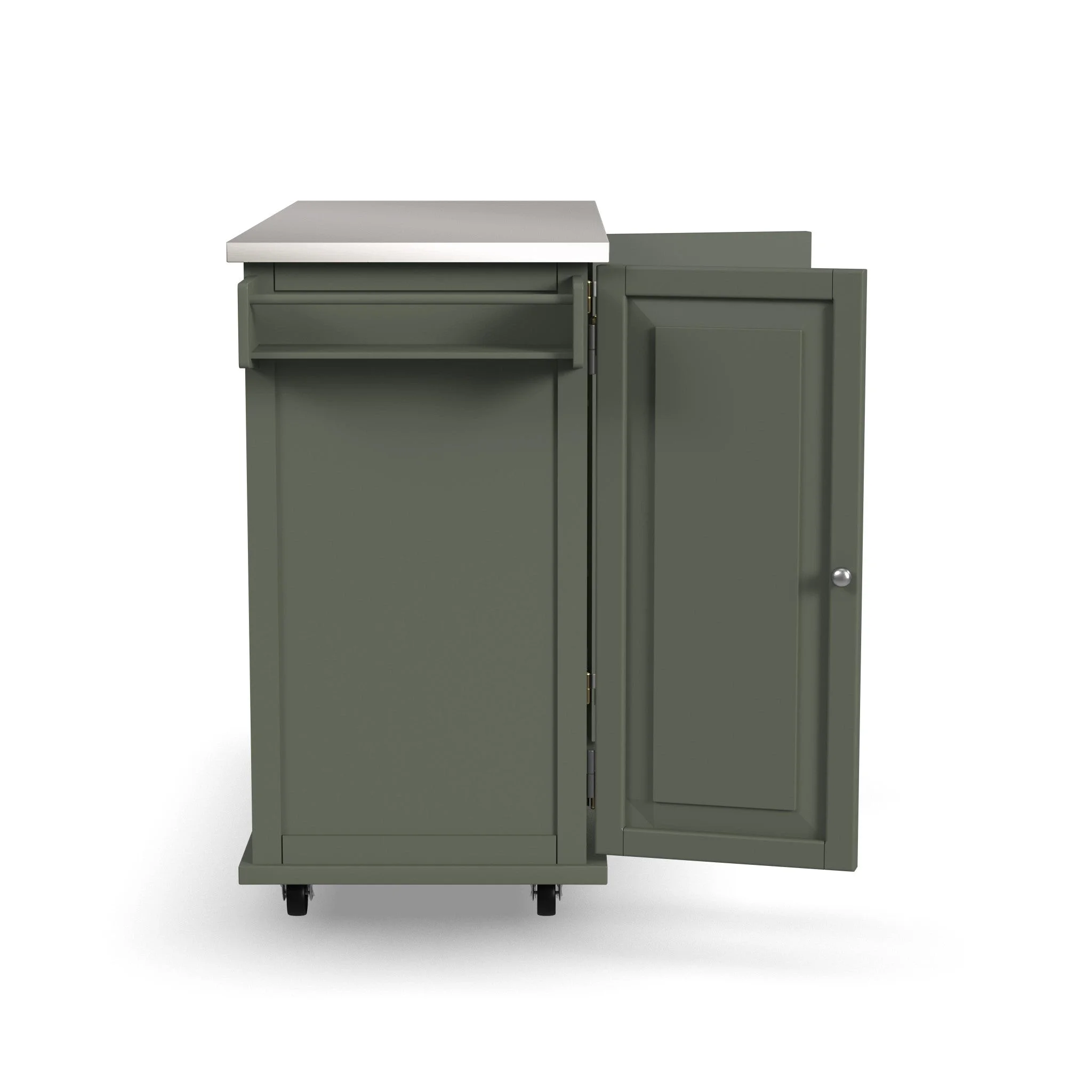 Homestyles Dolly Madison Engineered Wood Kitchen Cart in Sage Green/Nickel