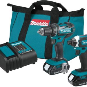Makita 18V Lithium-Ion Cordless Power Tool Set, 1.5Ah, 2 Pack