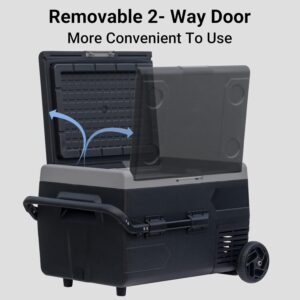 SMAD 12V/24V Car Fridge 50L Camping Mini Fridge Freezer, Quiet Electric Compressor Cool Box, Black