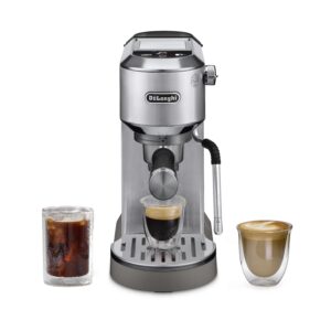 De’Longhi Dedica Duo Espresso Machine, Compact Size with Built in Frother for Latte Art, Brew Espresso, Cold Brew, Lattes & More, Stainless Steel
