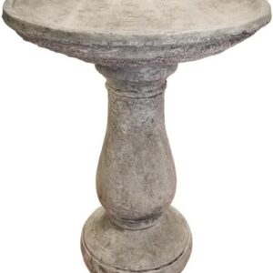 Solid Rock Stoneworks Oval 2 Piece Birdbath - 24" Tall - Pre-Aged