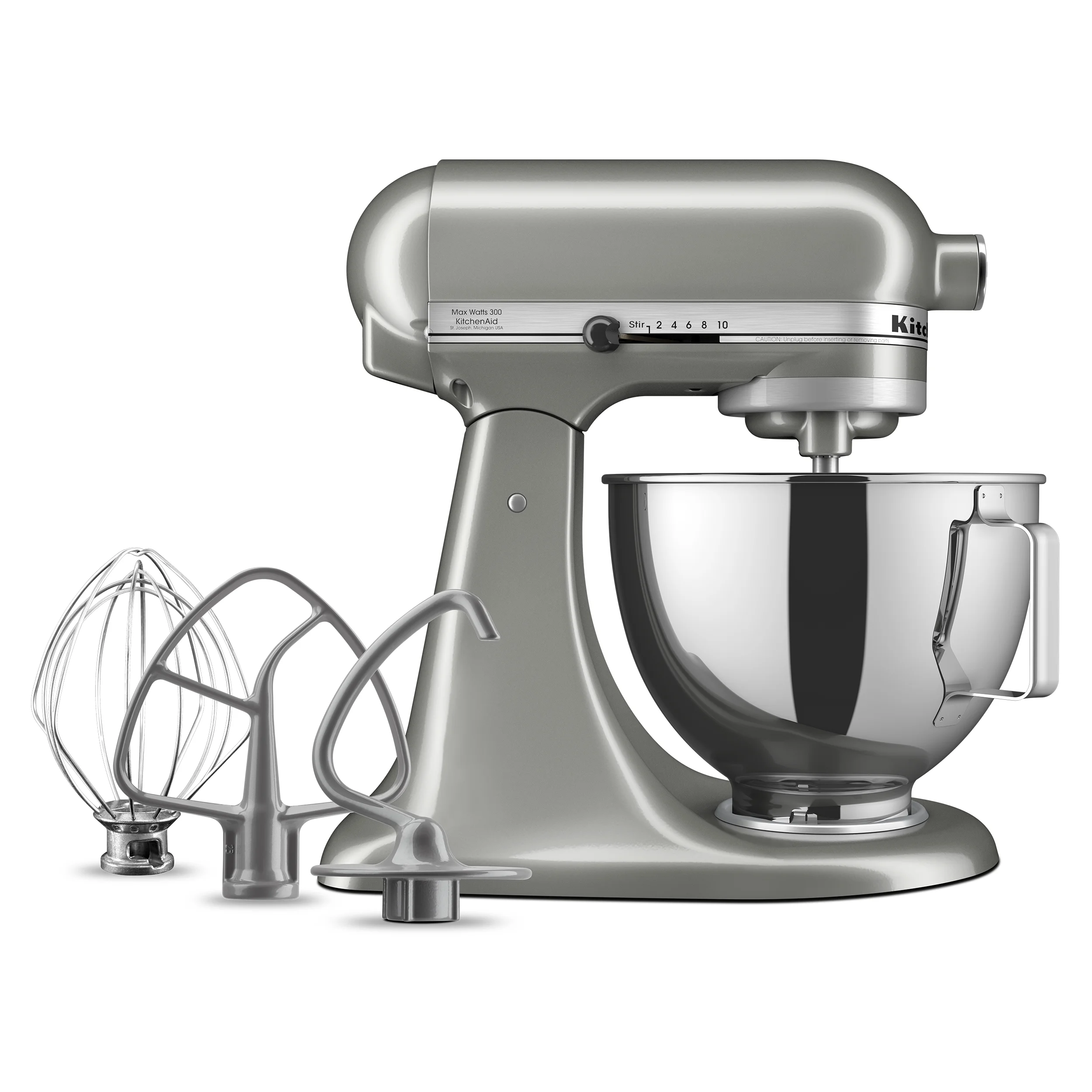 KitchenAid Deluxe Series 4.5 Quart Tilt-Head Stand Mixer with Stainless Bowl, Contour Silver, KSM97CU