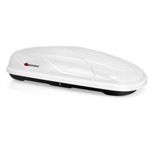 Goplus 14 Cubic Feet Cargo Box Dual-Sided Opening Rooftop Carrier Heavy Duty White
