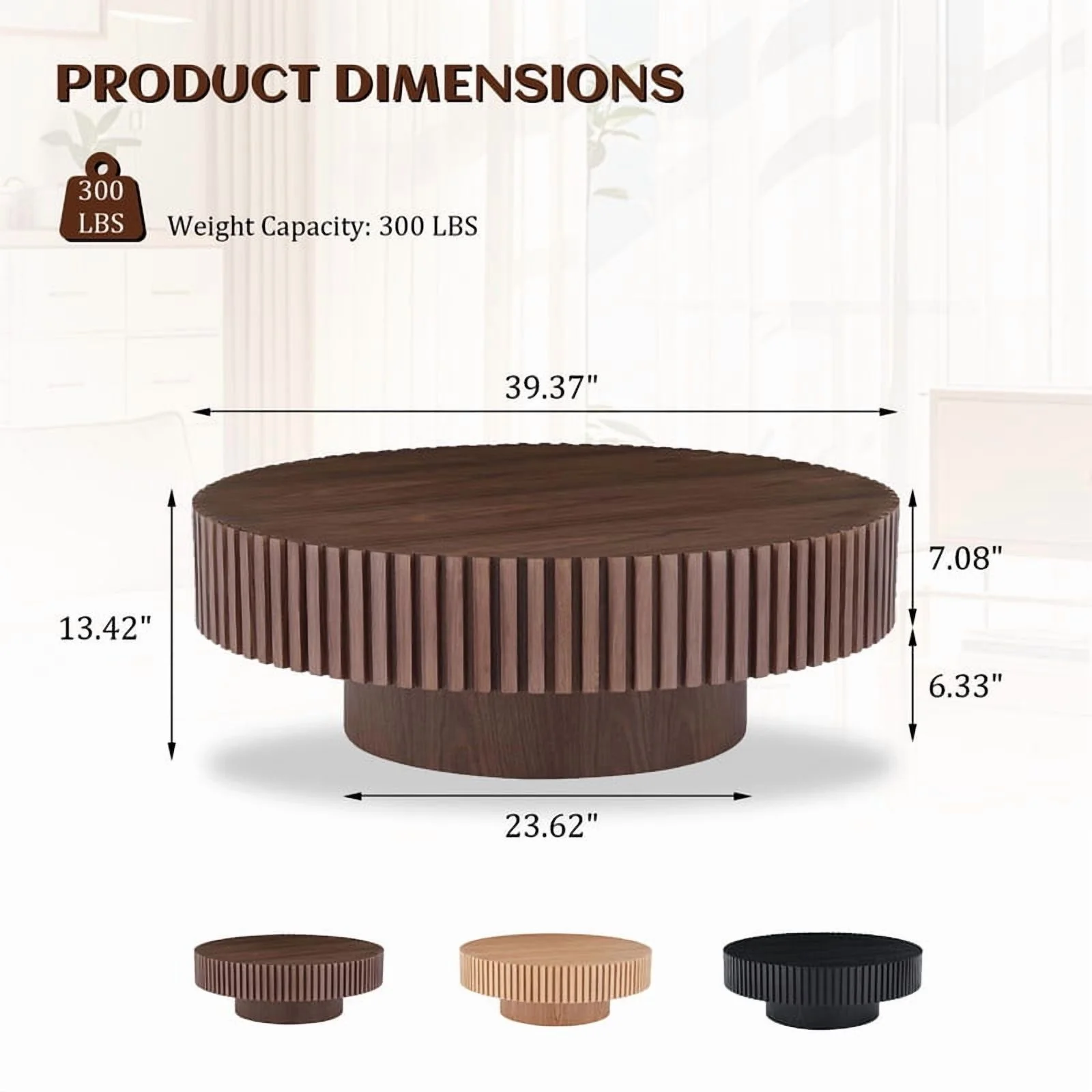 FFH 43.7 inch Oval Coffee Table for Living Room,Handcraft Rustic Corner Coffee Table Nature Wood Relief Sturdy Pedestal for Apartmen,Side Table Centre Table,Nature Wood
