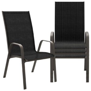 Patio Dining Chairs Set of 4, Outdoor Stackable Dining Furniture Set, All Weather Dining Set for Lawn, Garden, Backyard, Poolside, Black