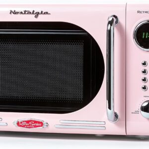 Nostalgia Retro Microwave for Countertop 0.7 cu ft Vintage Microwave, Pink