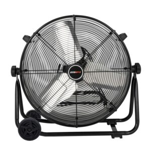 Ecomax 24 Inch High Velocity Drum Floor Fan. Industrial. 3-Speed. Adjustable Tilt