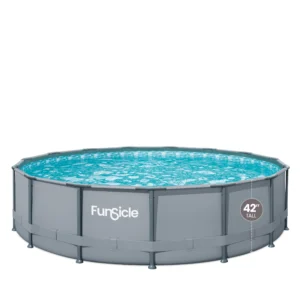 Funsicle 15ft Oasis Round Above Ground Metal Frame Swimming Pool, Includes SkimmerPlus Pump, Age 6 & up