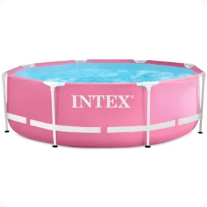 Open Box 28290EH 8ft x 30in Round Metal Frame Above Ground Swimming Pool, Pink
