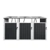 Aukfa 7.3' W Outdoor Garbage Bin Storage, Metal Storage Shed for 3 Trash Cans Tools, Waterproof Trash Can Storage