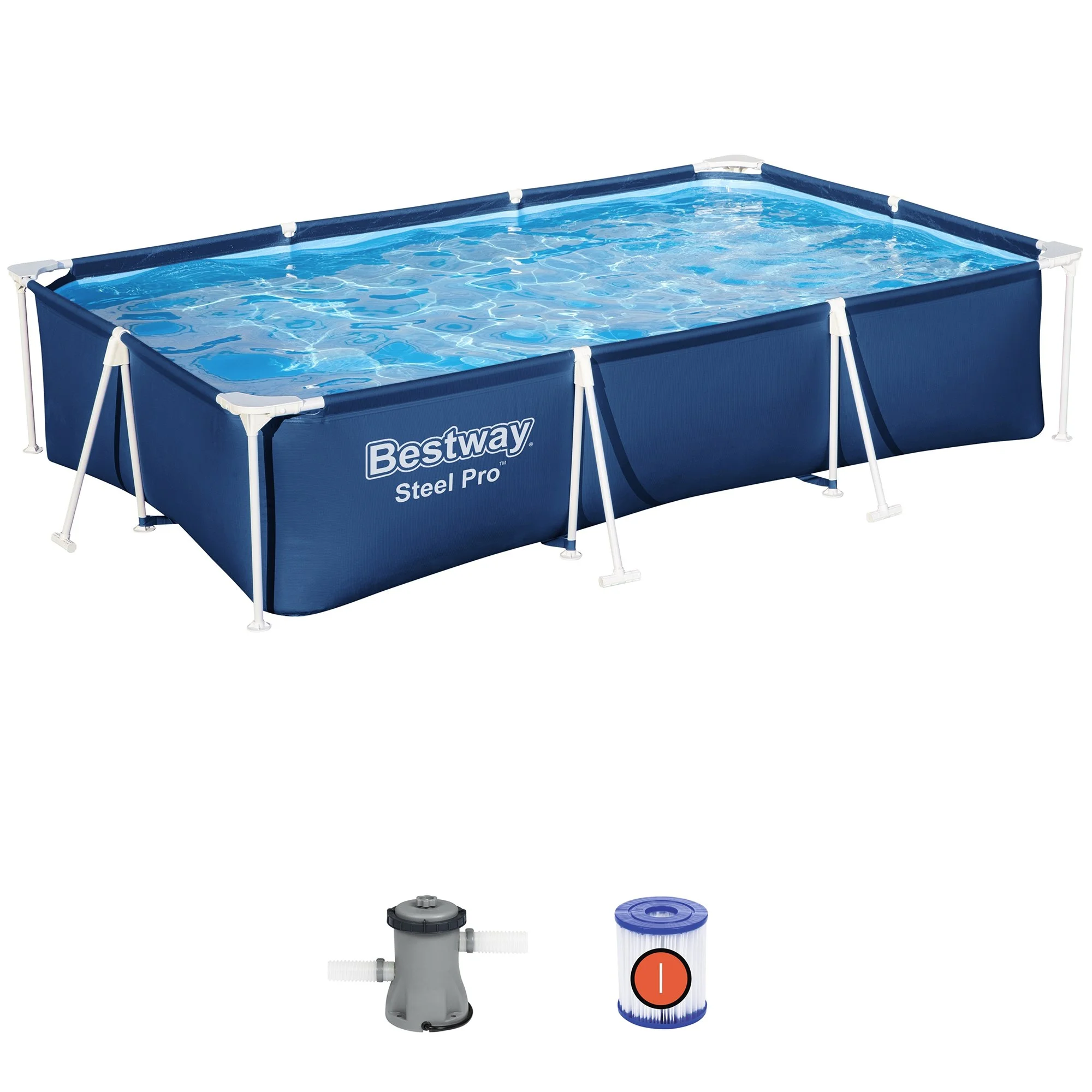 Bestway: Steel Pro 9'10" x 6'7" x 26" Above Ground Pool Set - 872 Gallons, Outdoor Family Pool, Corrosion & Puncture Resistant, Includes Filter & Pump