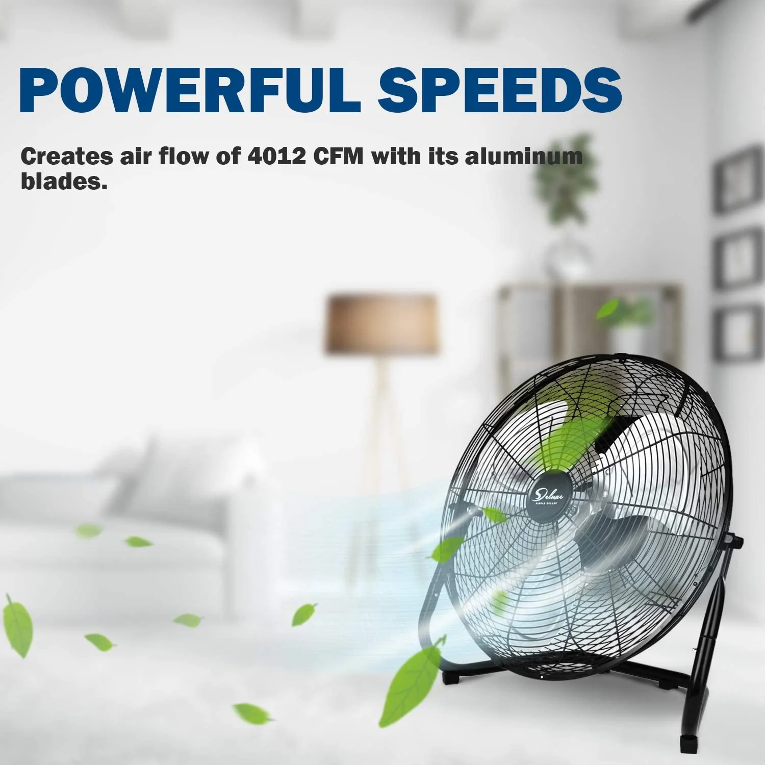 Simple Deluxe 18 inch 3-Speed High Velocity Heavy Duty Metal Industrial Floor Fans Quiet for Home Commercial, Black, 2 Pack