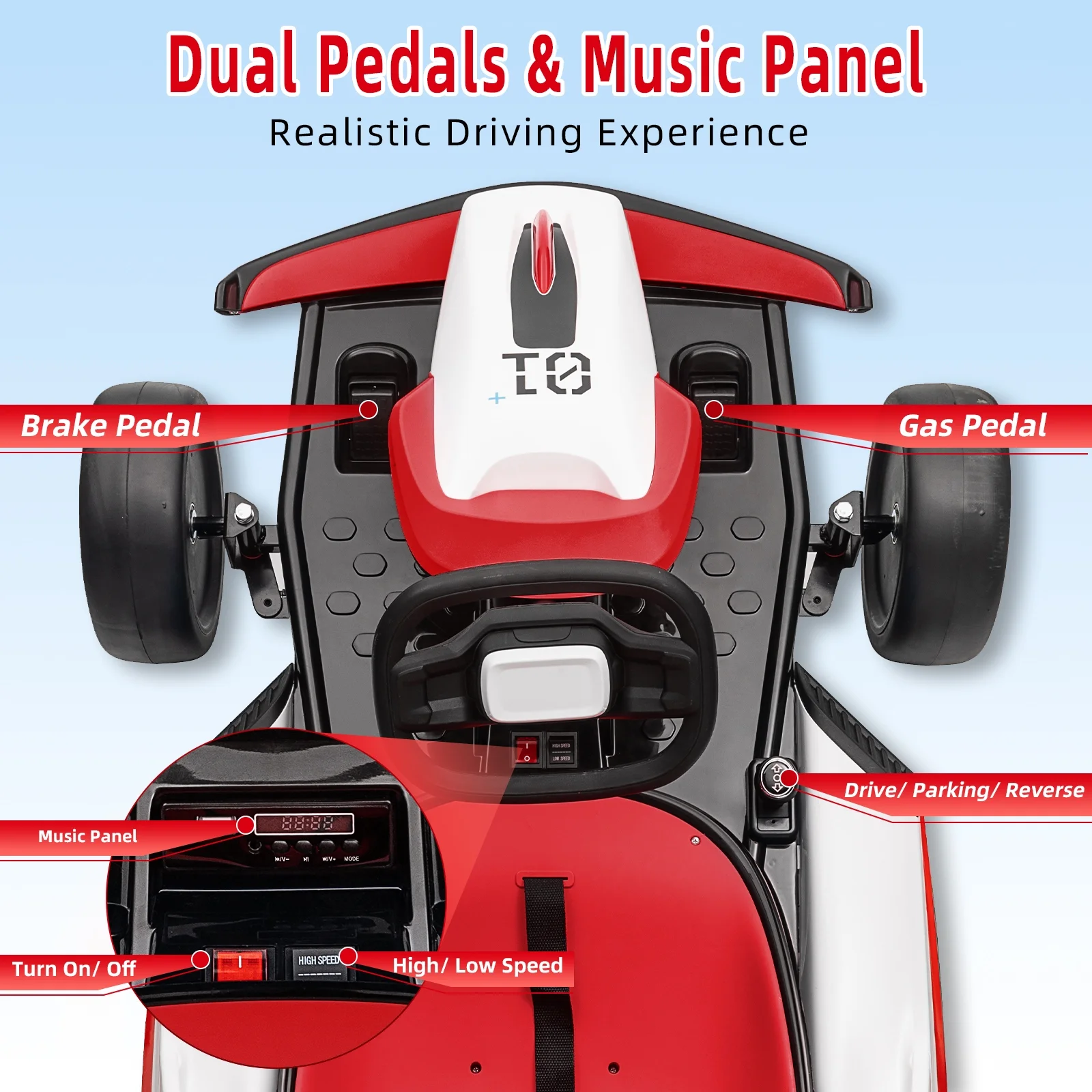 24V Drift Kart with 2X150W Strong Motor, 7AH Big Battery, Electric Pedals, Electric Go Kart Outdoor Race Toy