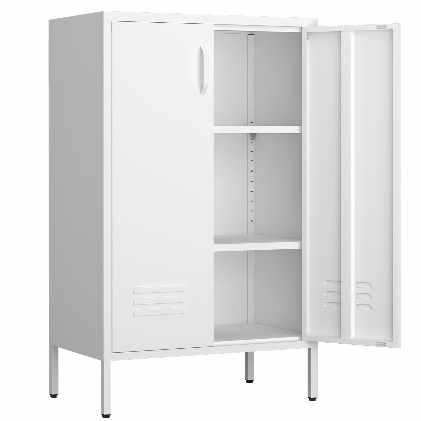 Marcree Green Metal Cabinet,2 Door Accent Cabinet,Metal Locker Cabinet with Legs,Sideboard Cabinet with Adjustable Shelves,Locker Storage Cabinet for Living Room,Entryway