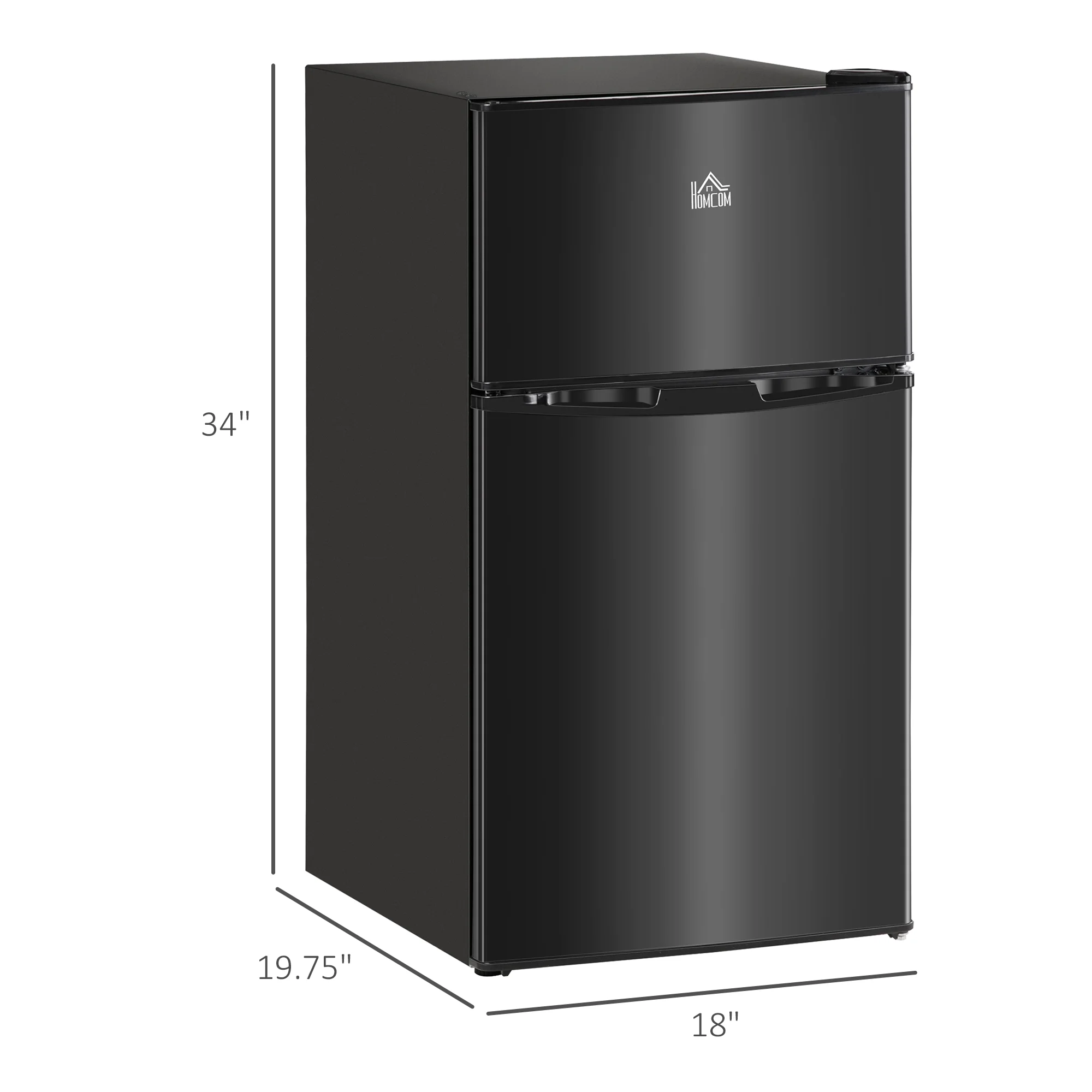 3.2 Cu.Ft Mini Fridge with Freezer, Double Door Compact Refrigerator with Adjustable Thermostat, Shelf and Reversible Door for Bedroom, Dorm, Home Office, Energy Efficient, Black