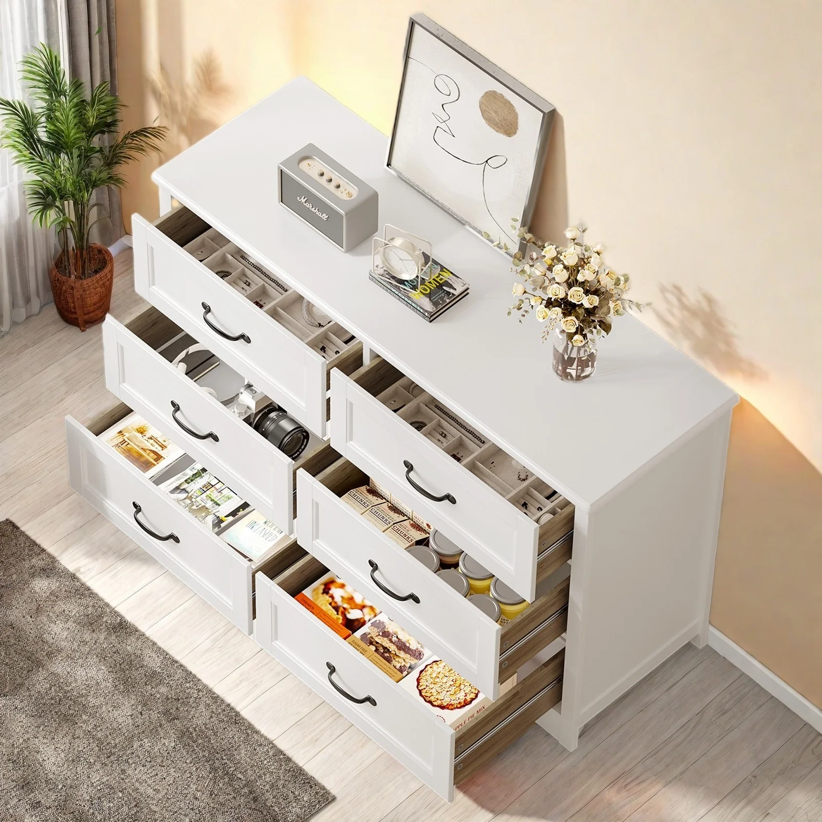 Dresser for Bedroom, Lofka 6-Drawer Wood Dresser?with Anti-Tip Safety for Closet| Living Room