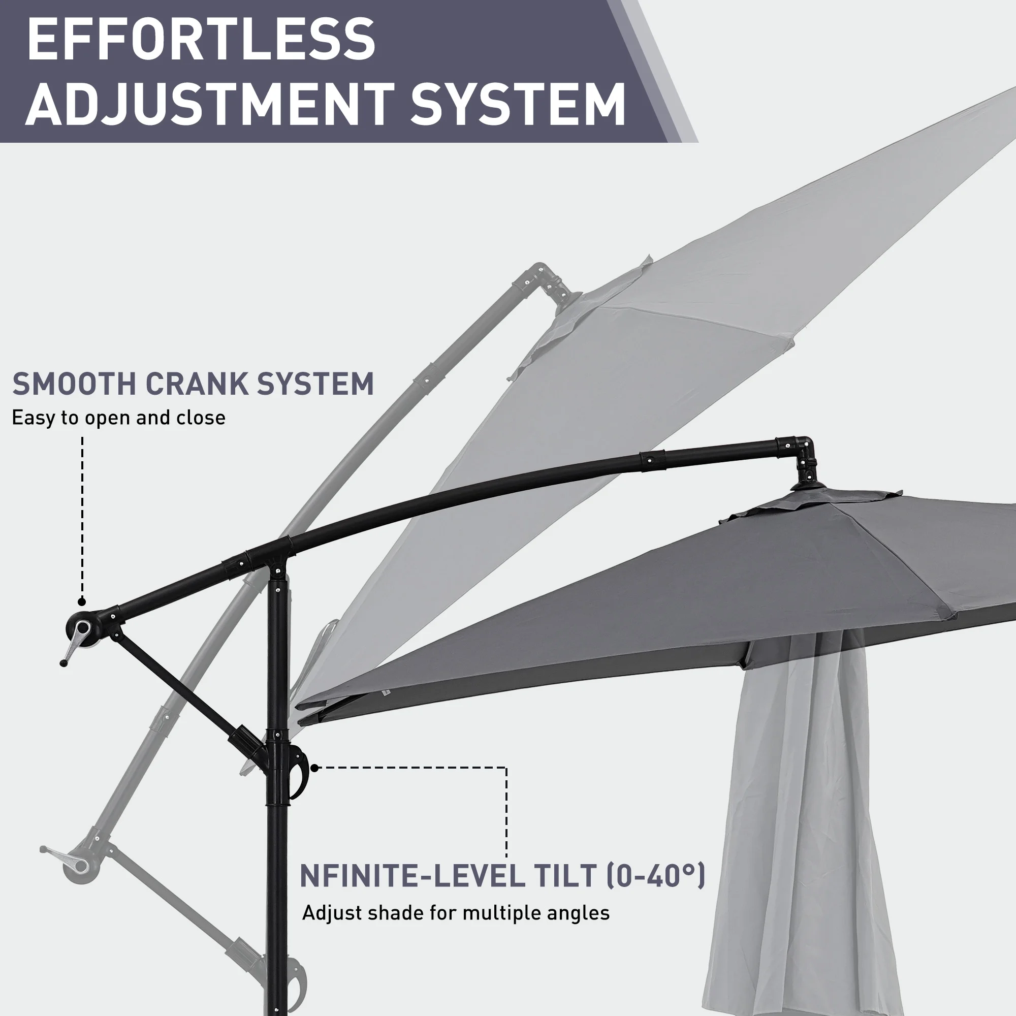 Ainfox 10ft Cantilever Patio Umbrella with Lights, Offset Market Umbrella with Sandbags Weighted Base and Cross Base,Khaki