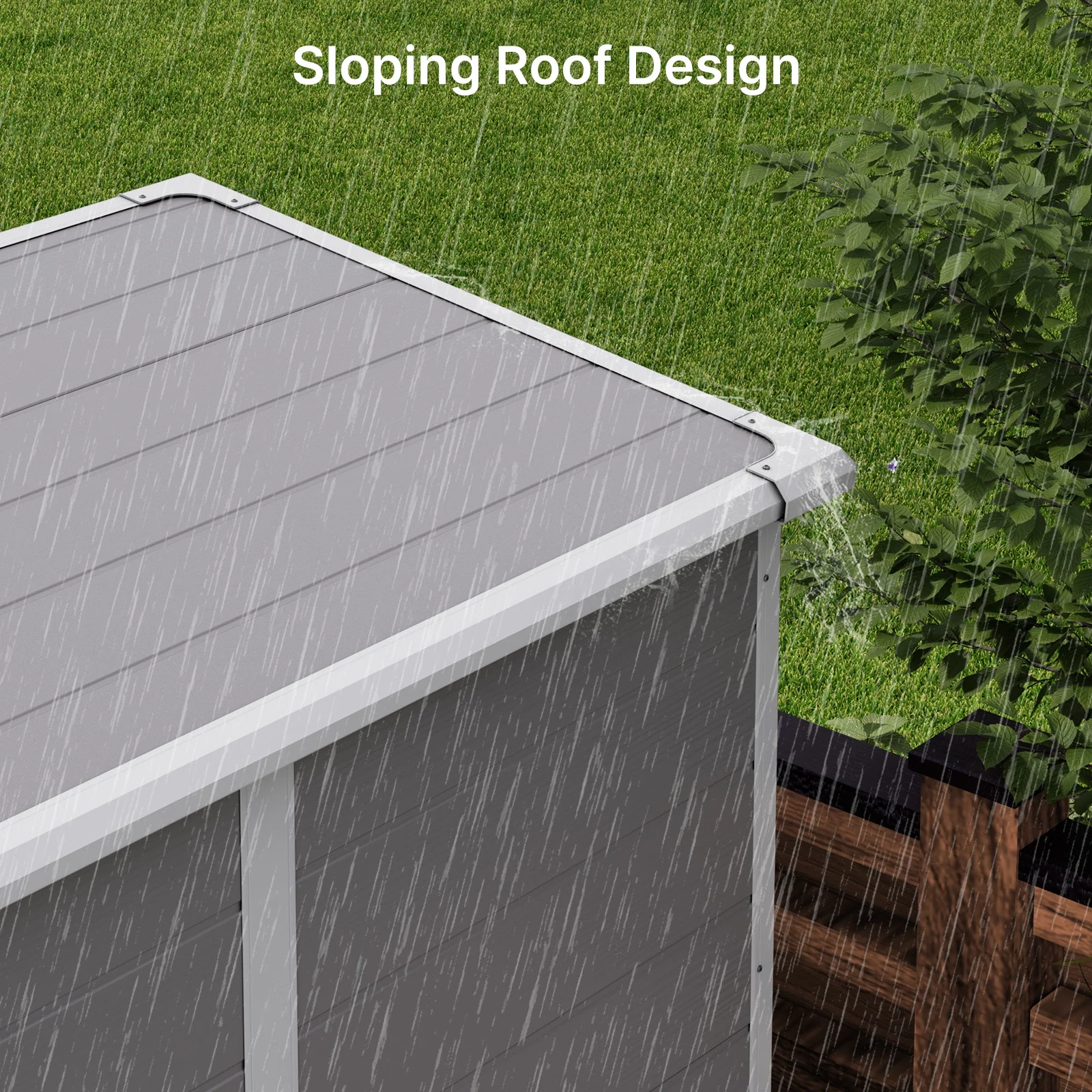 Lofka Resin Outdoor Storage Shed,5'x3' Storage Shed, Plastic Shed with Thick Resin Floor, Gray and White