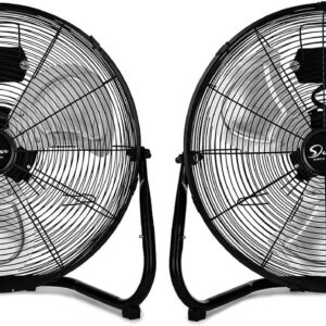Simple Deluxe 18 inch 3-Speed High Velocity Heavy Duty Metal Industrial Floor Fans Quiet for Home Commercial, Black, 2 Pack
