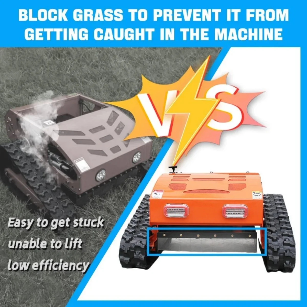 MachPro 300 lbs 9 HP Orange Remote Control Lawn, Mower Manganese Steel Blade, Adjustable Cutting Height, Speed, All Terrain Cordless Grass Cutter